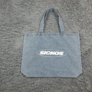 Sickos Tote Bag Womens Large Blue Denim Graphic Logo Shoulder Shopper NWT